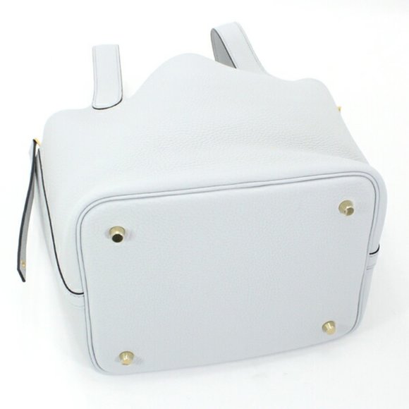 Hermes Picotin Lock MM 22 Handbag Blue Pale Gold Hardware Z Stamp Taurillon C... - Picture 5 of 10